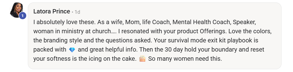 Genuine customer feedback from Latora Prince